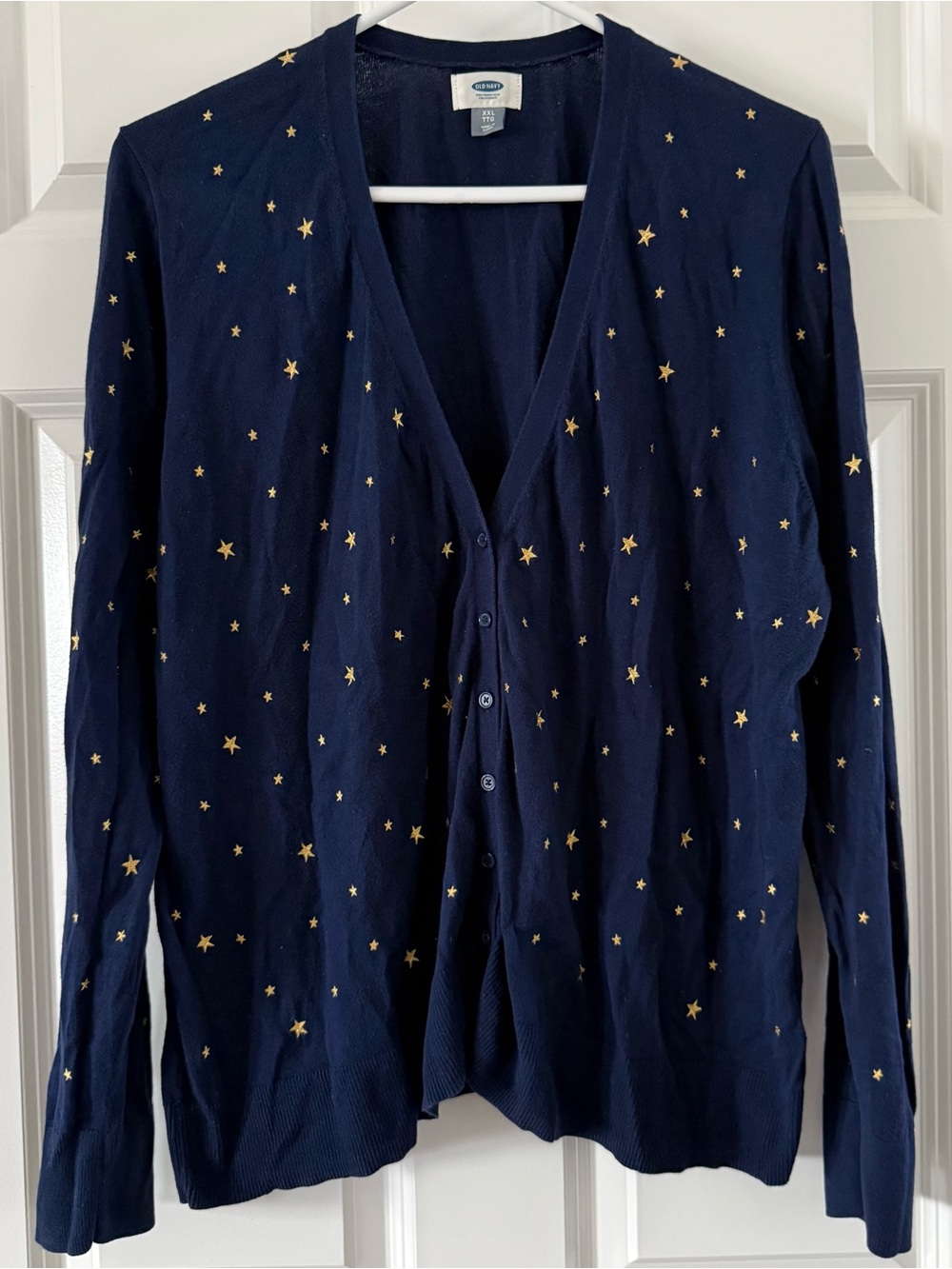Cotton Old Navy Navy Blue Cardigan with Gold Star Accents